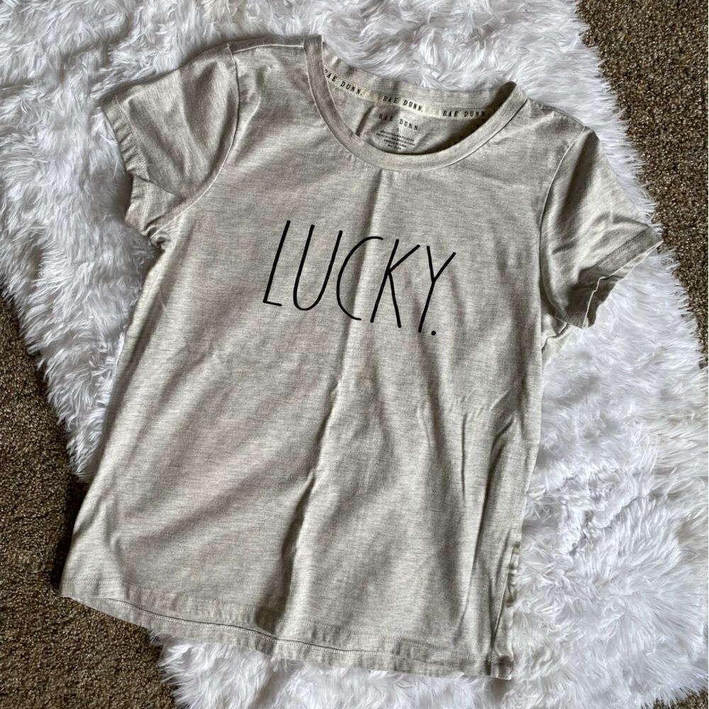 ‎Rae Dunn LUCKY T-shirt Short Sleeve Womens Size Small